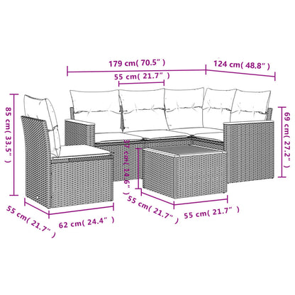 Set Divano da Giardino 6 pz con Cuscini Beige Misto Polyrattan - homemem39