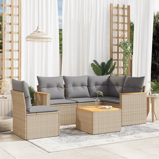 Set Divano da Giardino 6 pz con Cuscini Beige Misto Polyrattan - homemem39