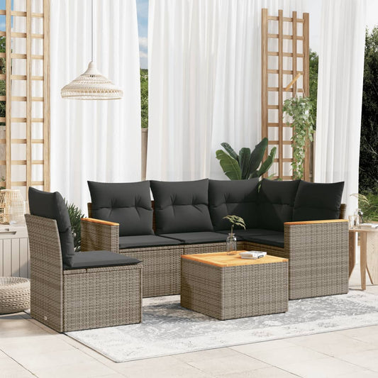 Set Divano da Giardino 6 pz con Cuscini Grigio in Polyrattan - homemem39