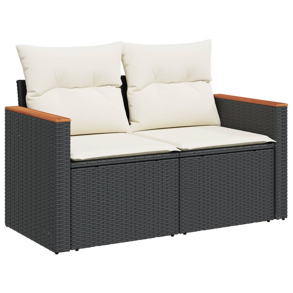 Set Divano da Giardino 6 pz con Cuscini Nero in Polyrattan | homemem39