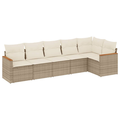 Set Divano da Giardino 6 pz con Cuscini Beige in Polyrattan - homemem39