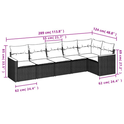 Set Divano da Giardino 6 pz con Cuscini Beige in Polyrattan | homemem39