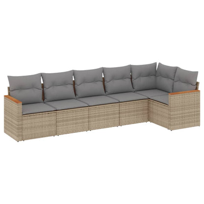 Set Divano da Giardino 6 pz con Cuscini Beige Misto Polyrattan | homemem39