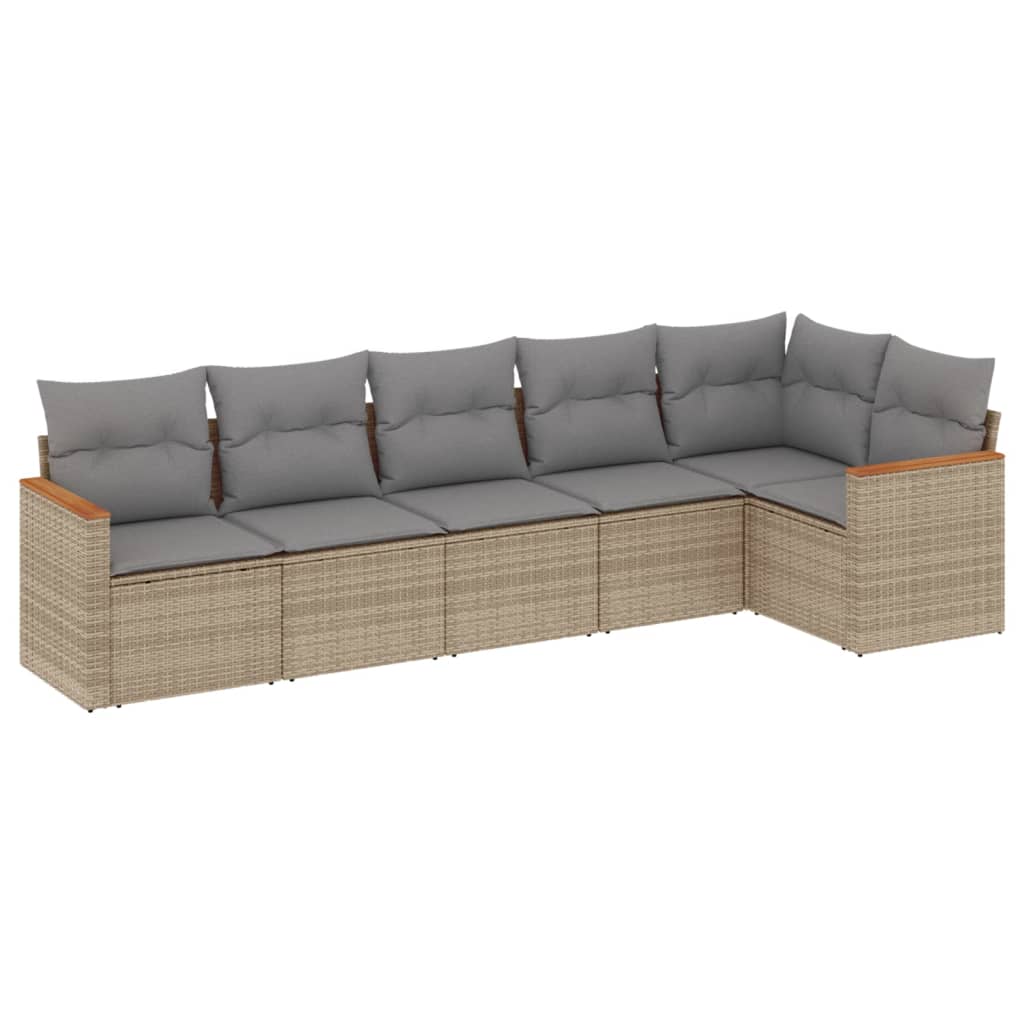 Set Divano da Giardino 6 pz con Cuscini Beige Misto Polyrattan - homemem39