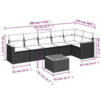 Set Divani da Giardino con Cuscini 7pz Nero Polyrattan | homemem39
