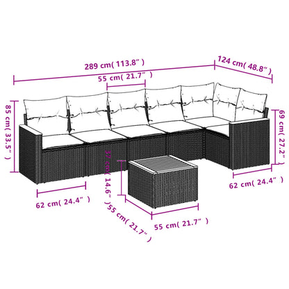 Set Divani da Giardino con Cuscini 7pz Nero Polyrattan - homemem39