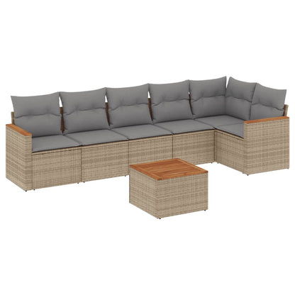 Set Divano da Giardino 7 pz con Cuscini Beige Misto Polyrattan - homemem39