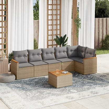 Set Divano da Giardino 7 pz con Cuscini Beige Misto Polyrattan - homemem39
