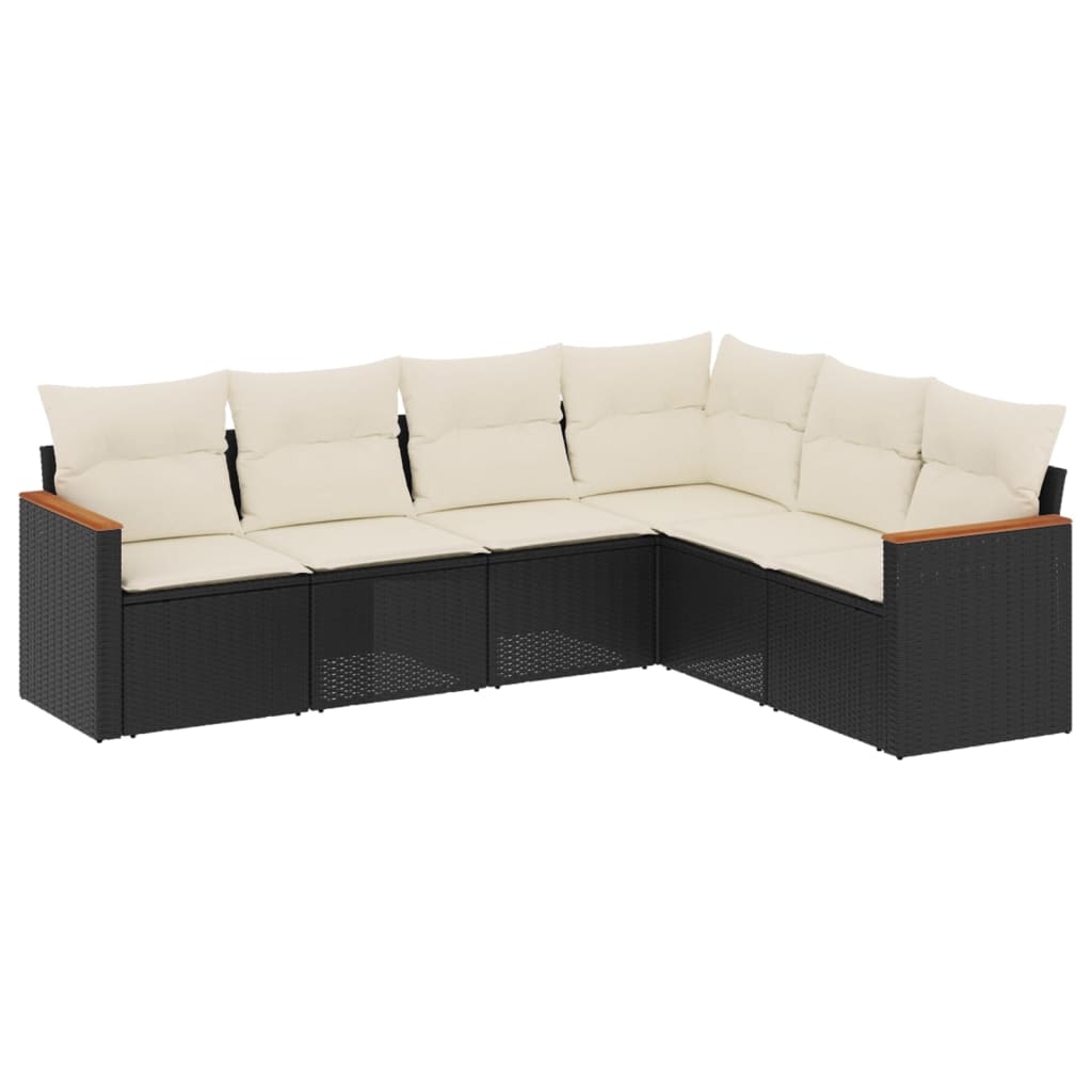 Set Divano da Giardino 6 pz con Cuscini Nero in Polyrattan - homemem39