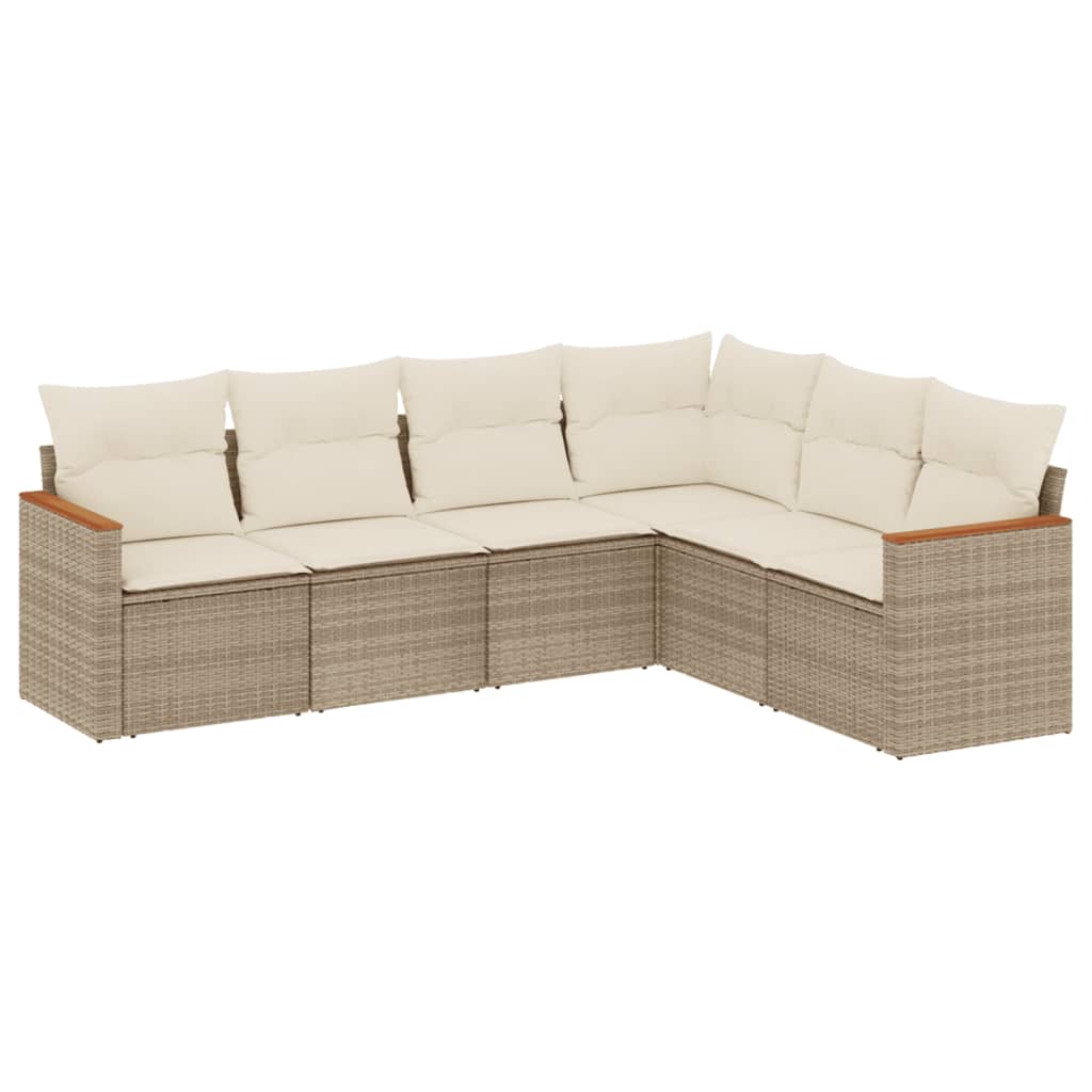 Set Divano da Giardino 6 pz con Cuscini Beige in Polyrattan | homemem39
