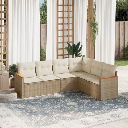 Set Divano da Giardino 6 pz con Cuscini Beige in Polyrattan | homemem39