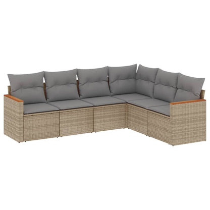 Set Divano da Giardino 6 pz con Cuscini Beige Misto Polyrattan | homemem39