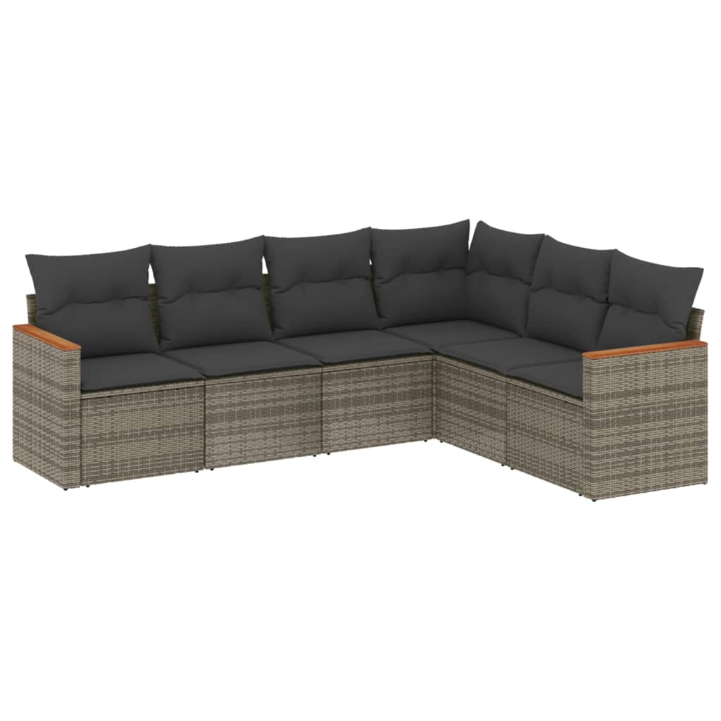 Set Divano da Giardino 6 pz con Cuscini Grigio in Polyrattan - homemem39