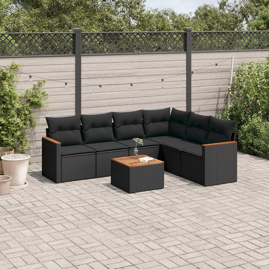 Set Divani da Giardino con Cuscini 7pz Nero Polyrattan - homemem39