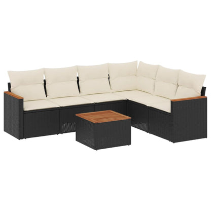 Set Divani da Giardino con Cuscini 7pz Nero Polyrattan - homemem39