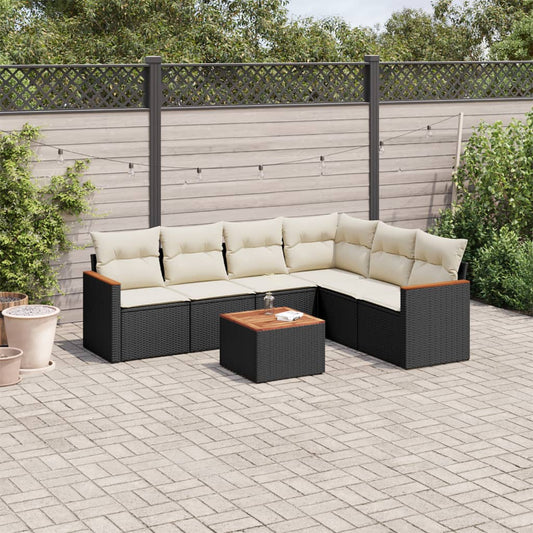 Set Divani da Giardino con Cuscini 7pz Nero Polyrattan - homemem39