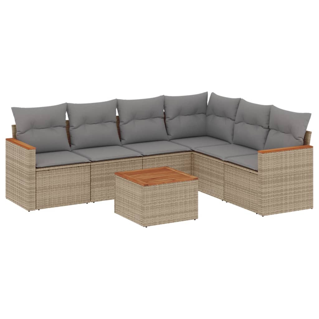 Set Divano da Giardino 7 pz con Cuscini Beige Misto Polyrattan - homemem39