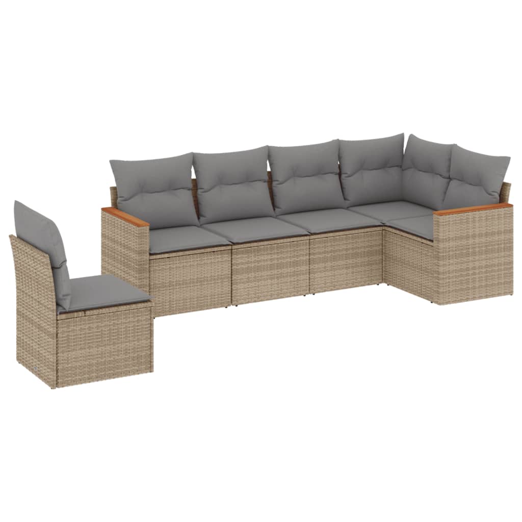 Set Divano da Giardino 6 pz con Cuscini Beige Misto Polyrattan | homemem39