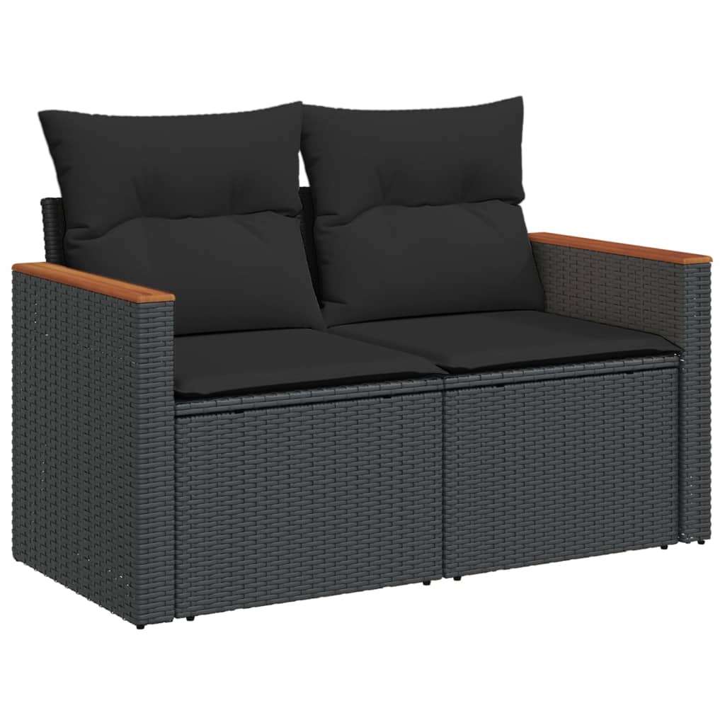 Set Divani da Giardino con Cuscini 7pz Nero Polyrattan | homemem39