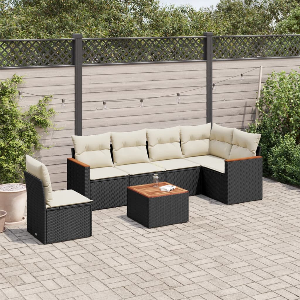 Set Divani da Giardino con Cuscini 7pz Nero Polyrattan - homemem39