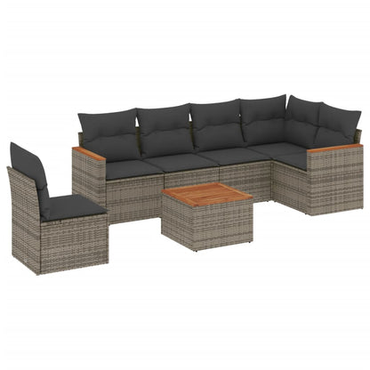 Set Divani da Giardino 7 pz con Cuscini Grigio in Polyrattan - homemem39