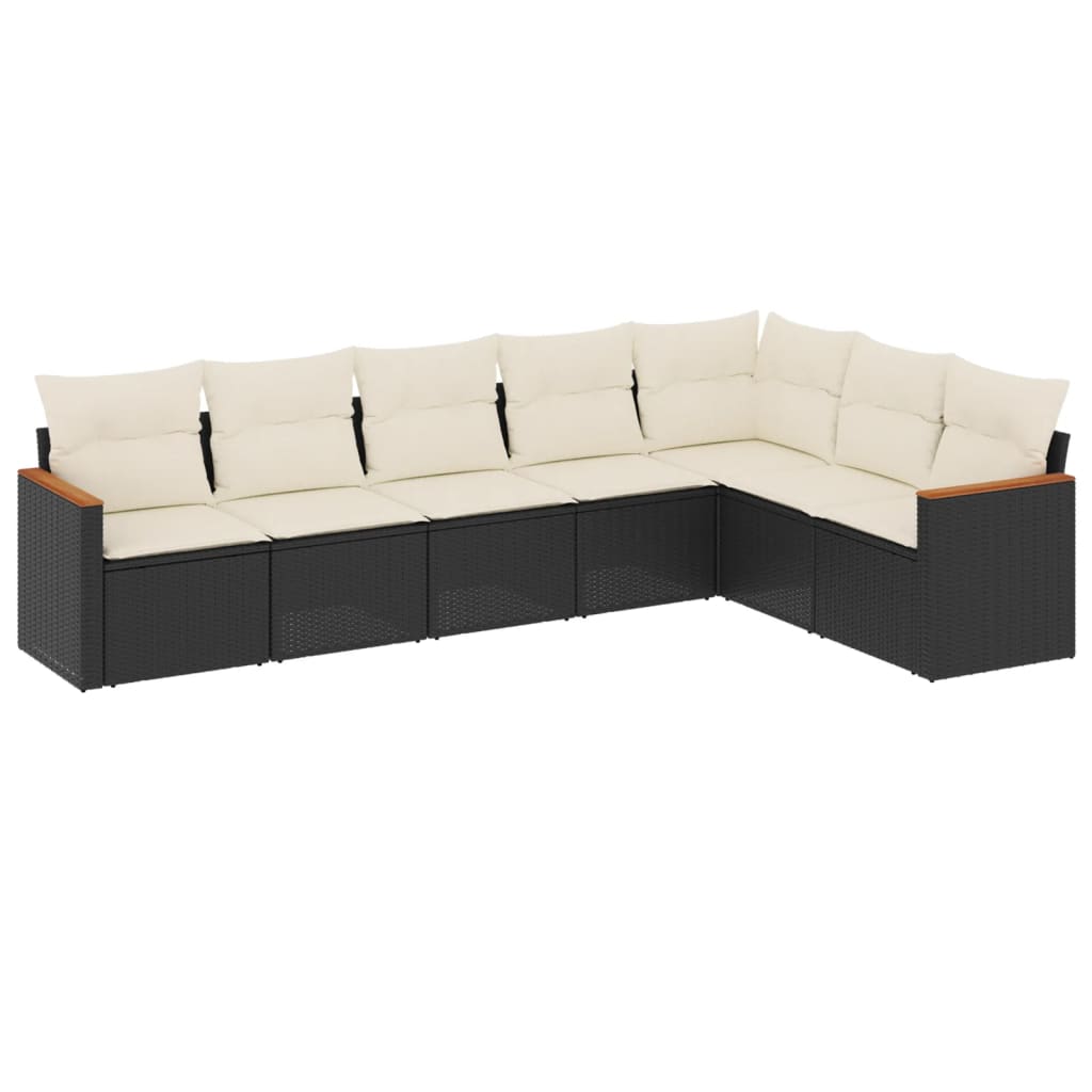 Set Divani da Giardino con Cuscini 7pz Nero Polyrattan - homemem39