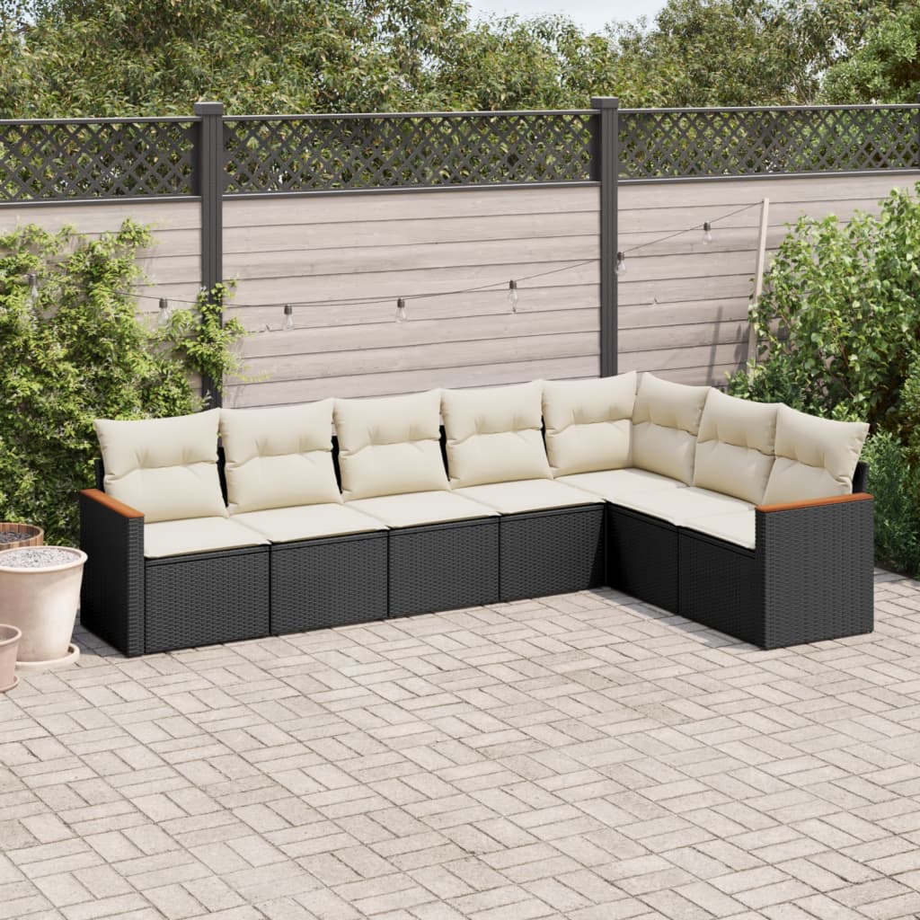 Set Divani da Giardino con Cuscini 7pz Nero Polyrattan - homemem39