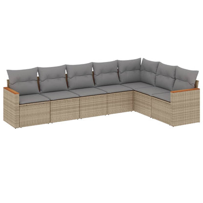 Set Divano da Giardino 7 pz con Cuscini Beige Misto Polyrattan - homemem39