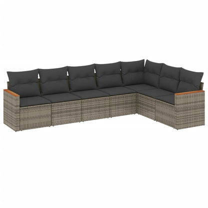 Set Divani da Giardino 7 pz con Cuscini Grigio in Polyrattan - homemem39