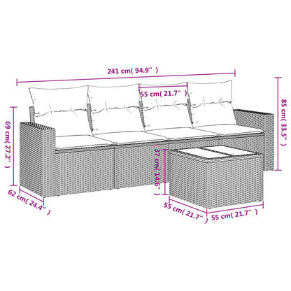 Set Divano da Giardino 5 pz con Cuscini Grigio in Polyrattan - homemem39