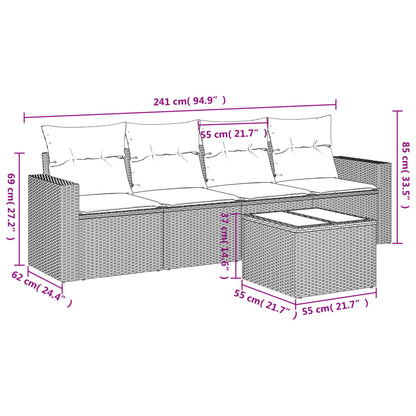 Set Divano da Giardino 5pz con Cuscini Grigio Chiaro Polyrattan - homemem39