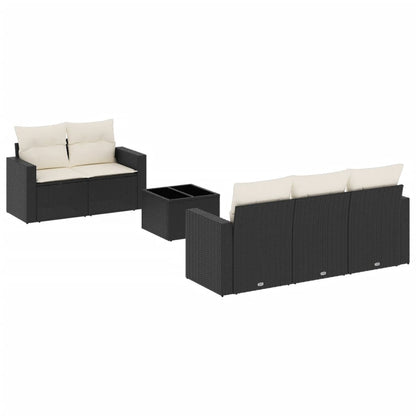 Set Divano da Giardino 6 pz con Cuscini Nero in Polyrattan - homemem39