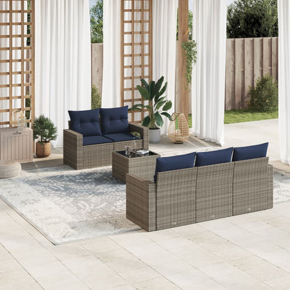 Set Divani da Giardino 6 pz con Cuscini Grigio in Polyrattan - homemem39