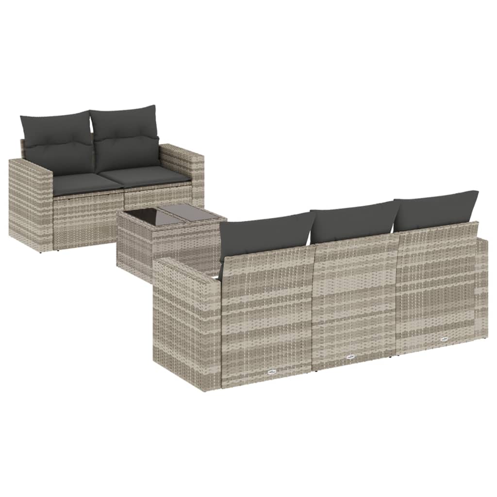 Set Divano da Giardino 6pz con Cuscini Grigio Chiaro Polyrattan - homemem39