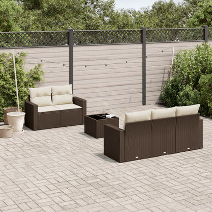 Set Divano da Giardino 6 pz con Cuscini Marrone in Polyrattan - homemem39