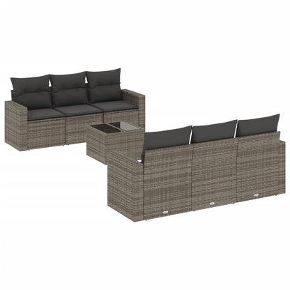 Set Divani da Giardino 7 pz con Cuscini Grigio in Polyrattan - homemem39