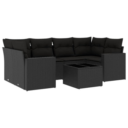 Set Divani da Giardino con Cuscini 7pz Nero Polyrattan - homemem39