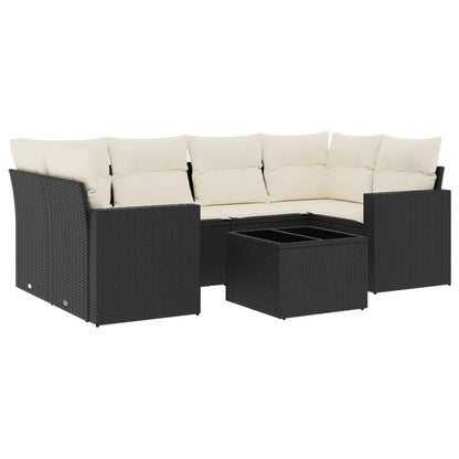 Set Divani da Giardino con Cuscini 7pz Nero Polyrattan - homemem39