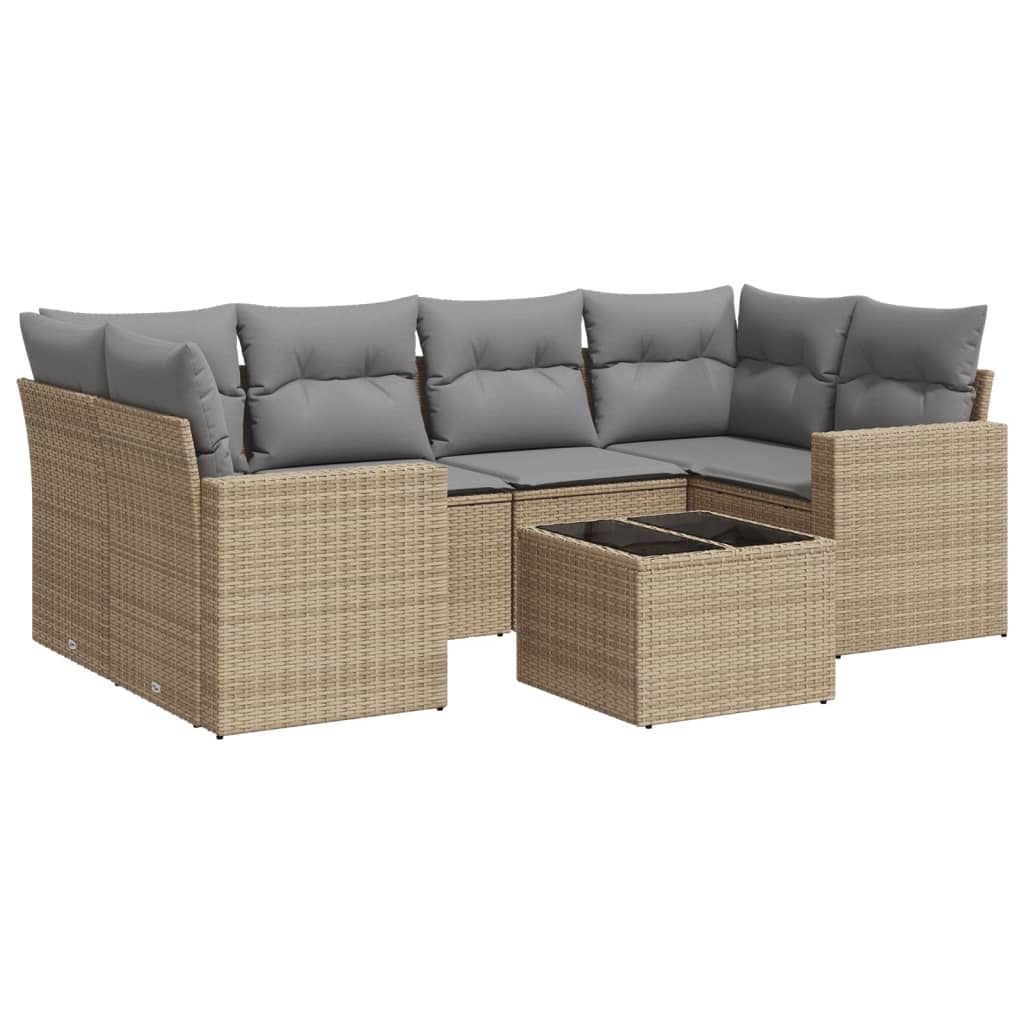 Set Divani da Giardino 7 pz con Cuscini in Polyrattan