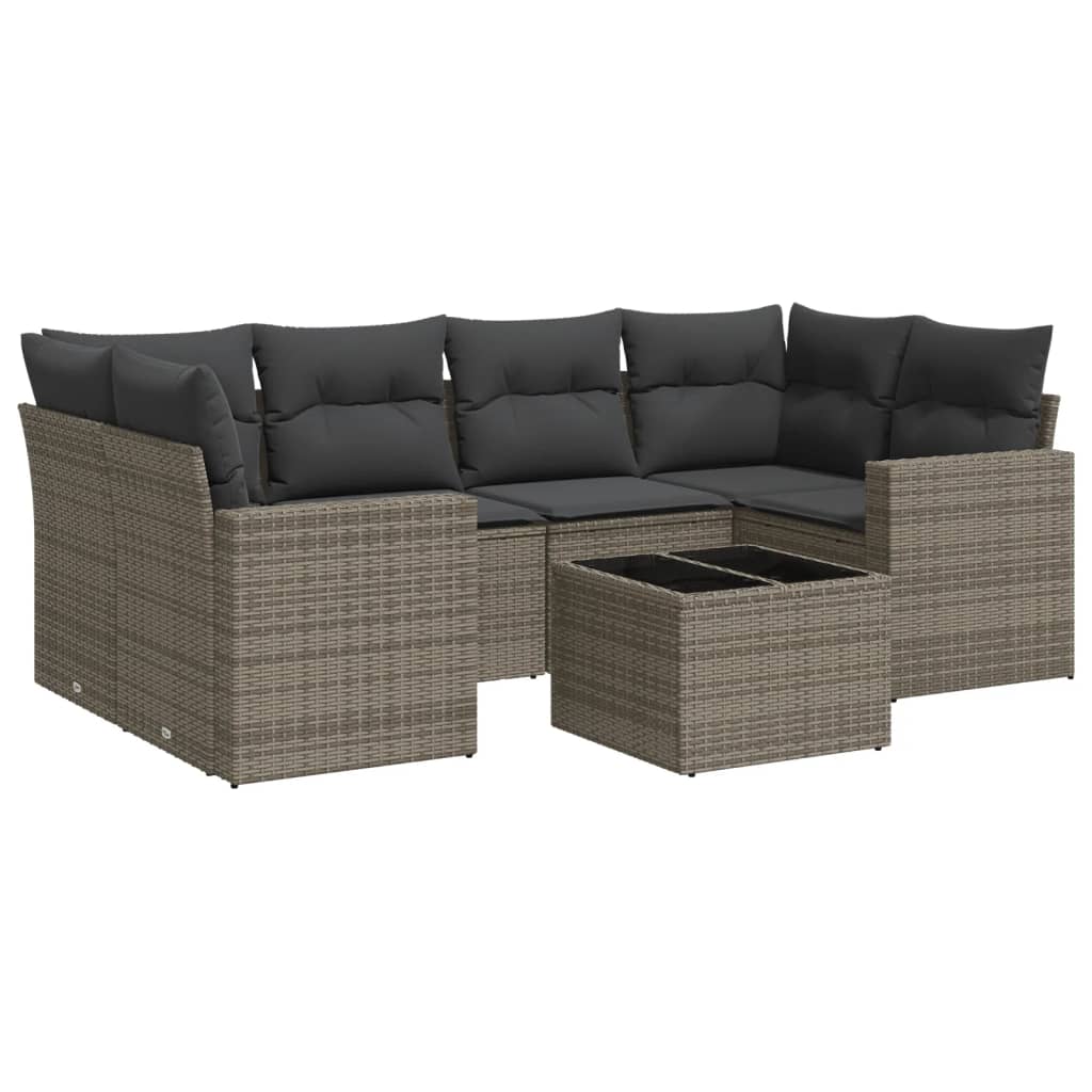 Set Divani da Giardino 7 pz con Cuscini in Polyrattan
