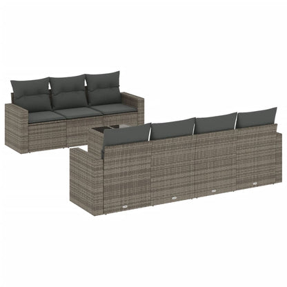 Set Divano da Giardino 8 pz con Cuscini Grigio in Polyrattan - homemem39