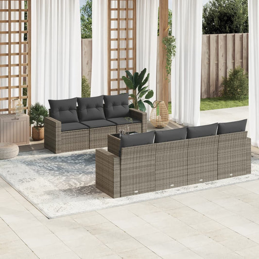 Set Divano da Giardino 8 pz con Cuscini Grigio in Polyrattan - homemem39