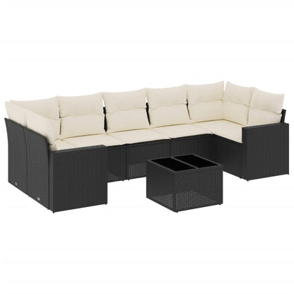 Set Divani da Giardino con Cuscini 8 pz Nero in Polyrattan - homemem39