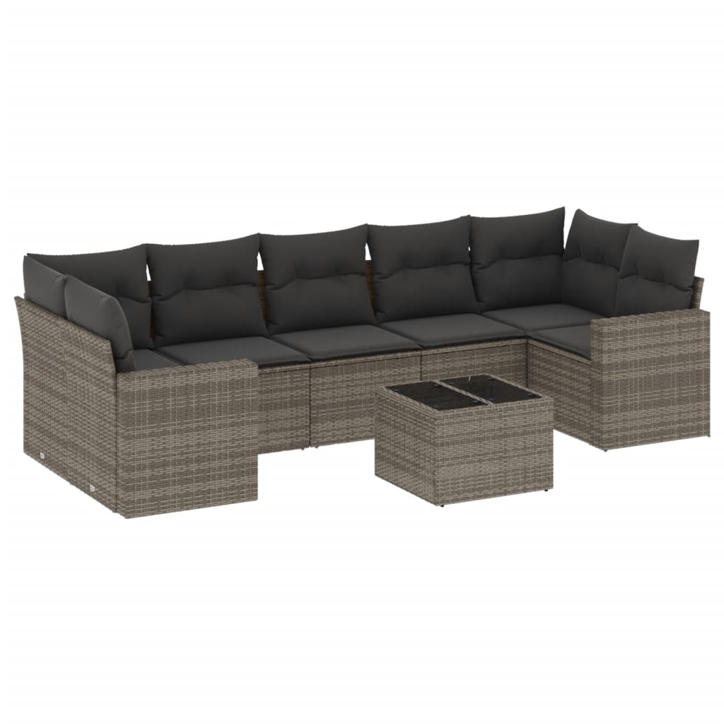 Set Divano da Giardino 8 pz con Cuscini Grigio in Polyrattan - homemem39