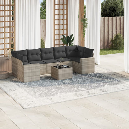 Set Divano da Giardino 8pz con Cuscini Grigio Chiaro Polyrattan - homemem39