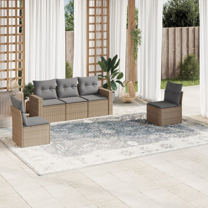 Set Divano da Giardino 5 pz con Cuscini Beige in Polyrattan - homemem39