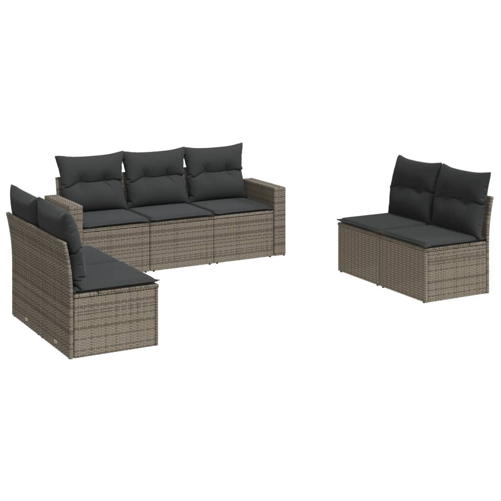 Set Divani da Giardino 7 pz con Cuscini in Polyrattan