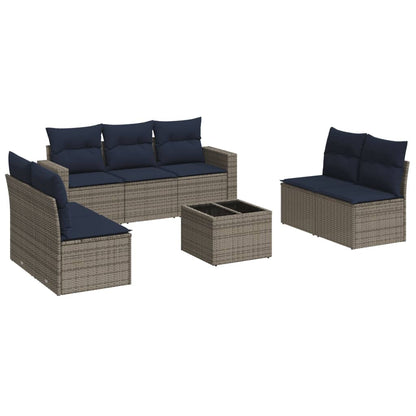Set Divani da Giardino 8 pz con Cuscini Grigio in Polyrattan - homemem39