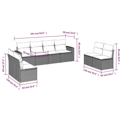 Set Divano da Giardino 8 pz con Cuscini Grigio in Polyrattan - homemem39