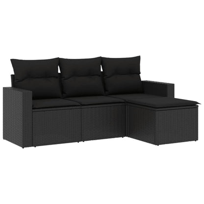 Set Divani da Giardino 4 pz con Cuscini Nero in Polyrattan - homemem39